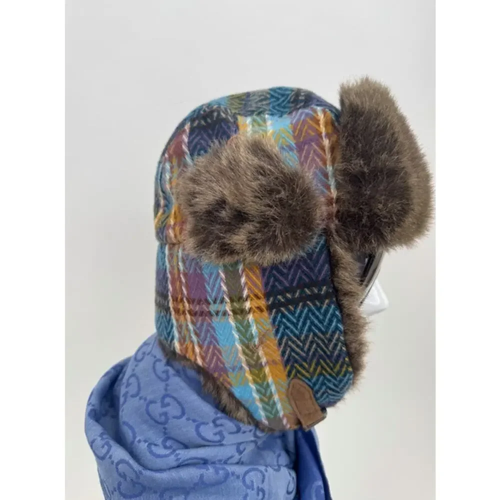 Manhattan Company Tweed Faux Fur Hat Insulated Lining Winter Hat